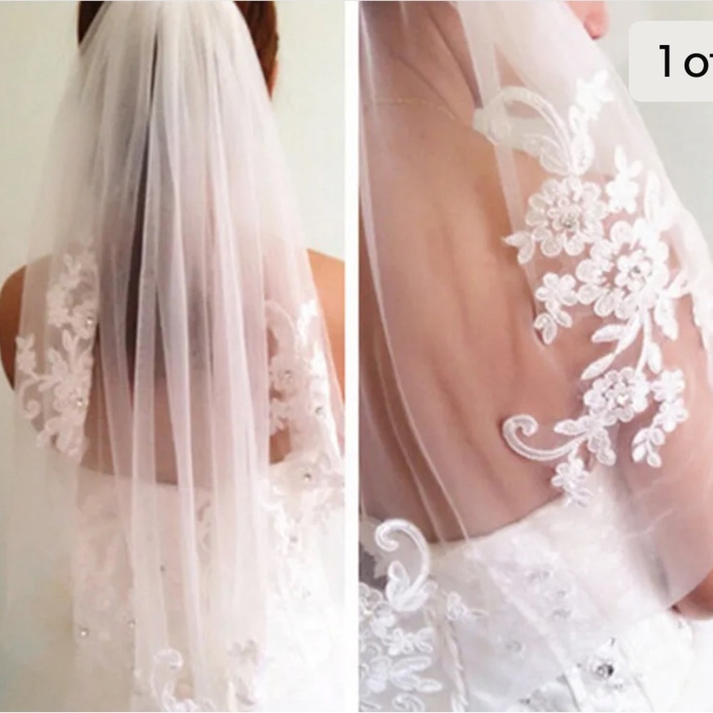 💕White wedding veil.